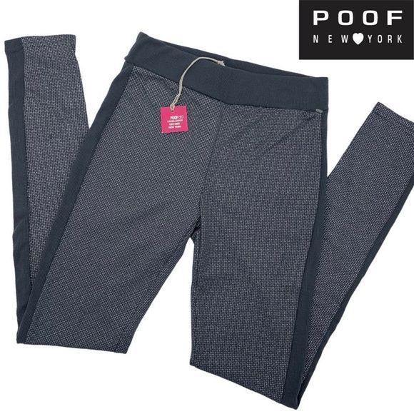 POOF EXCELLENCE LEGGINGS GRAY & SILVER WITH SOFT GRAY TRIM & WAIST | NWT | SMALL - Picture 1 of 10